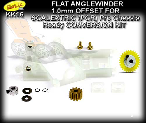 SLOT.IT CONVERSION KIT KK16 - PCR Flat Anglewinder 1.0mm OFFSET