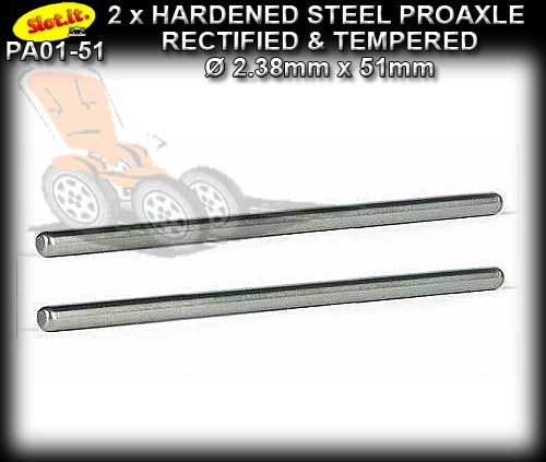 SLOT.IT AXLE PA01-51 - 2 x Axle 51mm 3/32'' 2.38mm Hardened