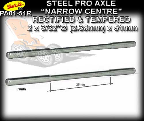 SLOT.IT AXLE PA01-51R - Axle 51mm 3/32 2.38mm narrow centre