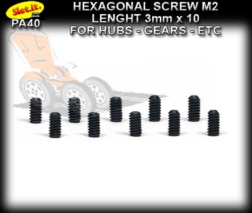 SLOT.IT SCREWS PA40 - Hexagonal screws M2 x 3mm (10 per pack)
