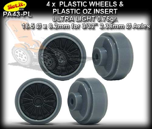 SLOT.IT WHEELS PA43-PL - 0.76 gr Plastic 16.5 x 8mm S/Hub