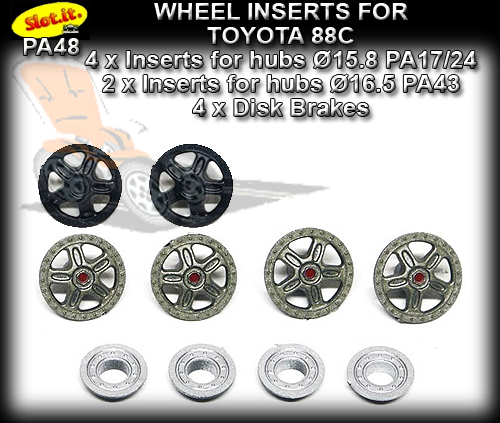 SLOT.IT WHEEL INSERT PA48 - Toyota 88C Wheel Inserts