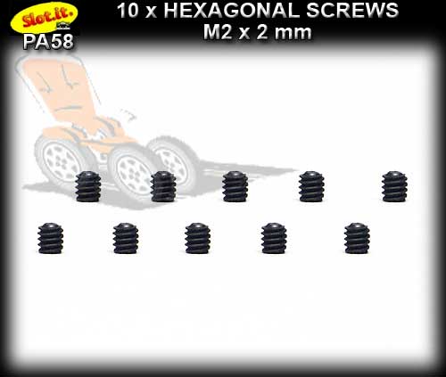 SLOT.IT SCREWS PA58 - Hexagonal screws M2 x 2mm (10 per pack)