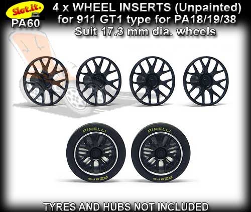 SLOT.IT WHEEL INSERT PA60 - Porsche 911 GT1 / Lola Wheel Inserts