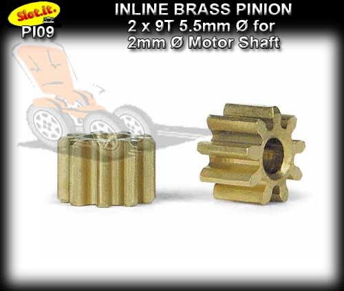 SLOT.IT GEARS PI09 - 9T Inline Brass Pinion Gear (5.5mm)