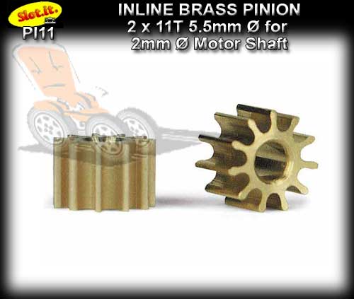 SLOT.IT GEARS PI11 - 11 T Inline Brass Pinion Gear (5.5mm)
