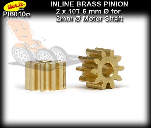 SLOT.IT GEARS PI6010o - 10T Inline Brass Pinion (6.0mm dia)