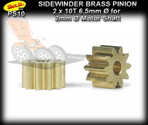SLOT.IT GEARS PS10 - 10 T Sidewinder Brass Pinion Gear (6.5mm)