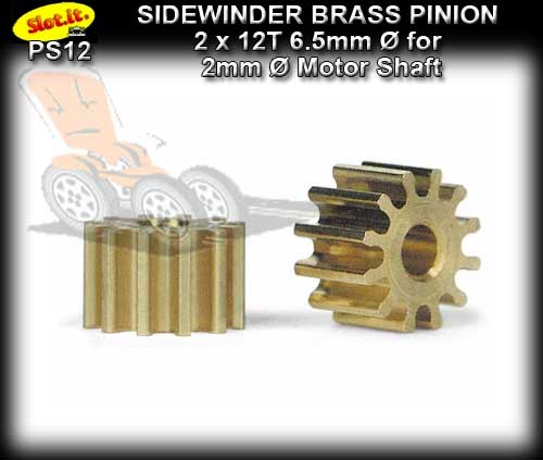 SLOT.IT GEARS PS12 - 12 T Sidewinder Brass Pinion Gear (6.5mm)