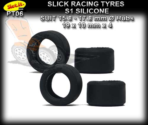 SLOT.IT TYRES PT06 - S1 Silicone Slick Racing Tyres 19 x 10mm