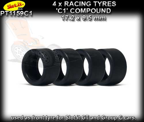 SLOT.IT TYRES SIPT1159C1 - C1 Slick Racing Tyres 17.2 x 9.5mm
