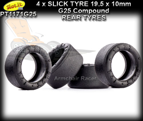 SLOT.IT TYRES PT1171G25 - G25 slick tyres 19.5 x 10mm