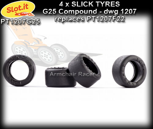 SLOT.IT TYRES PT1207G25 - G25 compound slick for 17.3 dia wheels