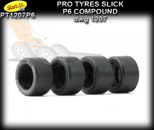 SLOT.IT TYRES PT1207P6 - P6 Compound Slick for 17.3 dia wheels
