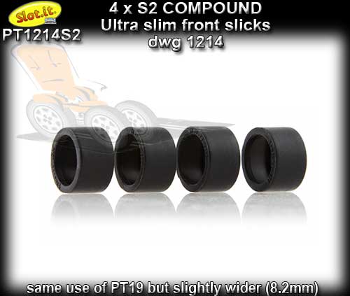 SLOT.IT TYRES PT1214S2 - S2 Compound - ultra slim front tyres
