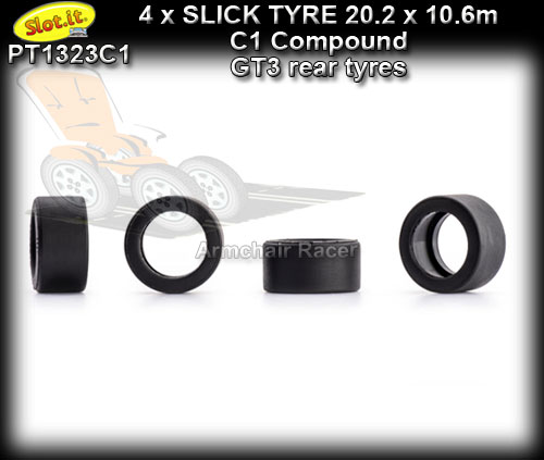 SLOT.IT TYRES PT1323C1 - C1 Slick Racing tyres 20.2 x 10.6mm