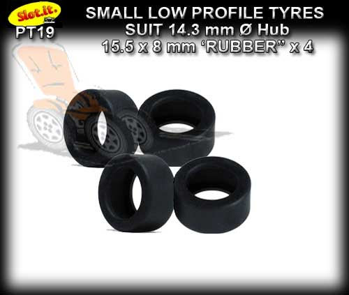 SLOT.IT TYRES PT19 - Rubber Small Low Profile slick 15.5 x 8mm