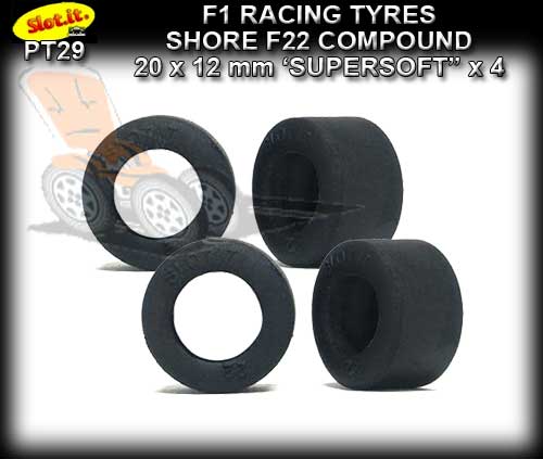 SLOT.IT TYRES PT29 - F22 F1 Racing Tyres 20 x 12mm