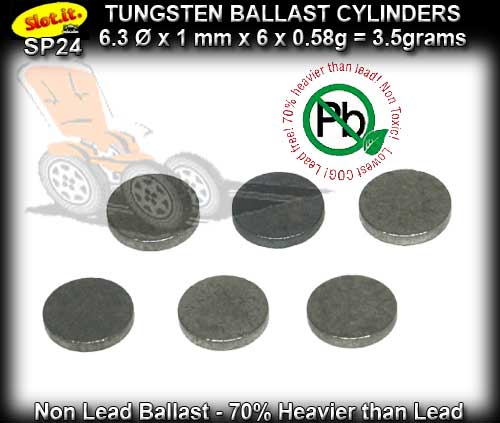 SLOT.IT TUNGSTEN BALLAST SP24 - Cylinder 6.3 x 1mm 0.58g ea