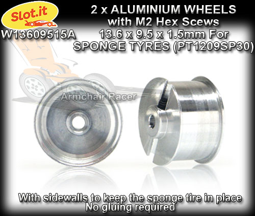 SLOT.IT WHEELS W13609515A - 2 x 13.6 x 9.5mm wheels for sponge