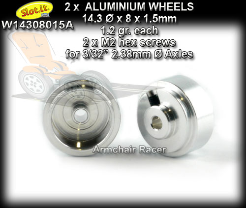 SLOT.IT WHEELS W14308015A - Aluminum 14.3 x 8 x 1.5mm 1.2g