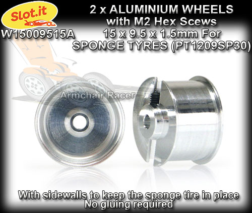 SLOT.IT WHEELS W15009515A - 2 x 15 x 9.5mm wheels for sponge