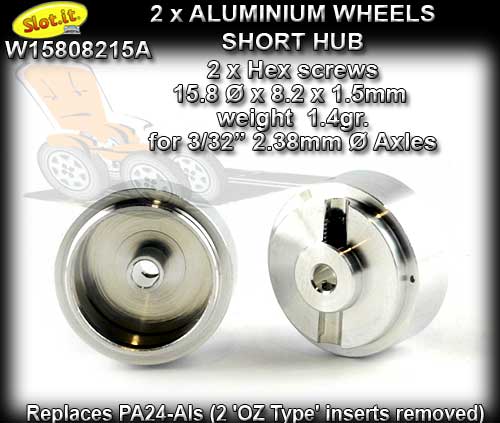 SLOT.IT WHEELS W15808215A - 1.4gr Aluminum 15.8 x 8.2 mm - Short