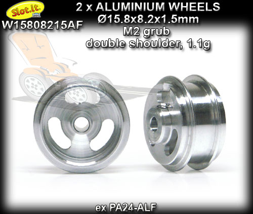 SLOT.IT WHEELS W15808215AF - 1.1gr Aluminum 15.8 x 8.2 x 1.5 mm