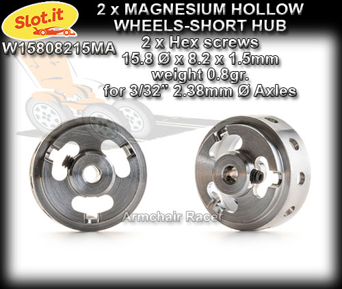 SLOT.IT WHEELS W15808215MA - 0.8gr. Magnesium 15.8 x 8.2mm Short