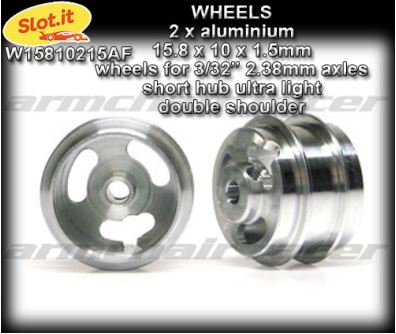 SLOT.IT WHEELS W15810215AF - Aluminum 15 x 10 mm Short Hub
