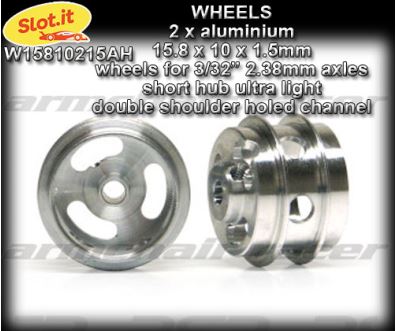 SLOT.IT WHEELS W15810215AH - Aluminum 15 x 10 mm Short Hub