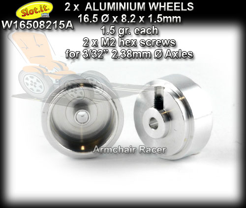 SLOT.IT WHEELS W16508215A - 1.5gr. Aluminum 16.5 x 8.2mm - 1.5mm