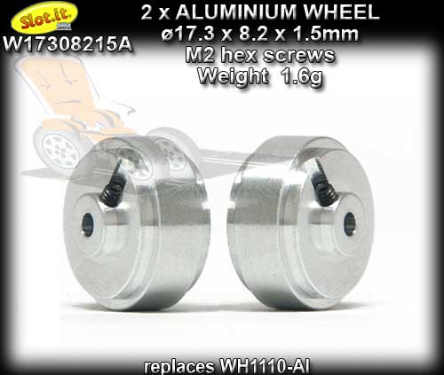 SLOT.IT WHEELS W17308215A - Aluminum 17.3 x 8.2 x 1.5 mm 1.6gr