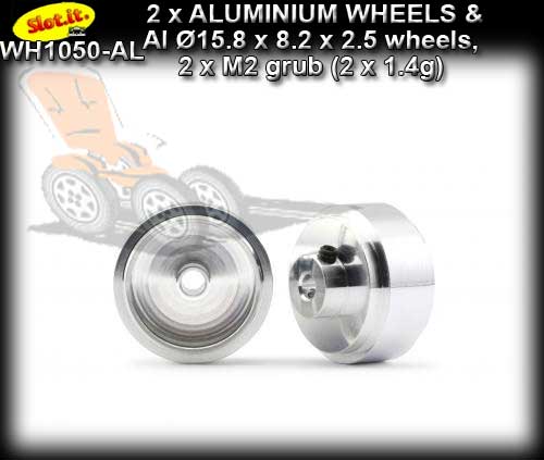 SLOT.IT WHEELS WH1050-AL - 2 x Aluminum 15.8 x 8.2 x 2.5mm 1.4gr