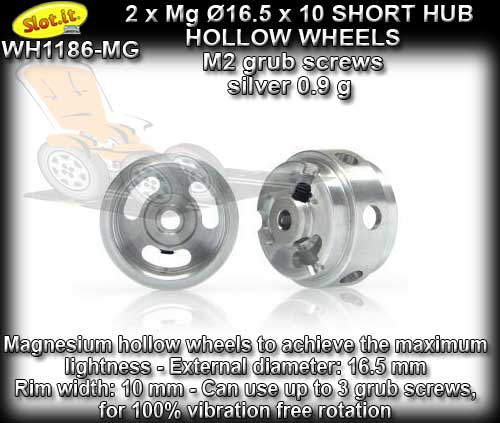 SLOT.IT WHEELS WH1186-MG - 0.9gr Magnesium16.5 x 10mm Short Hub