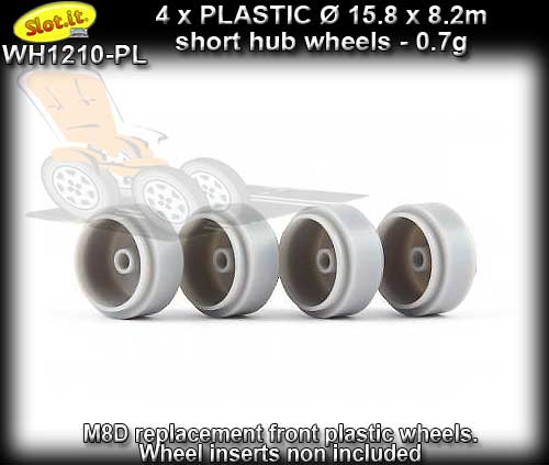 SLOT.IT WHEELS WH1210-PL - 4 x Plastic 15.8mm x 8.2mm short hubs