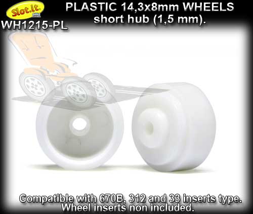 SLOT.IT WHEELS WH1215-PL - 4 x plastic 14.3 x 8mm short hubs
