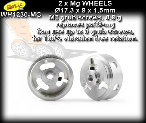 SLOT.IT WHEELS WH1230-MG - 0.8 gram Magnesium 17.3 x 8 mm