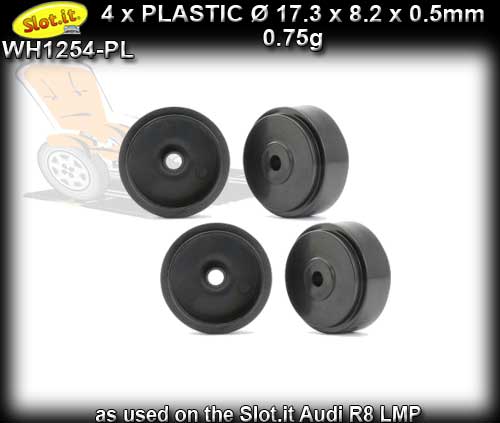 SLOT.IT WHEELS WH1254-PL - 4 x Plastic 17.3 x 8.2 x 0.5mm wheels