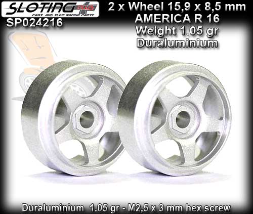 SLOTING PLUS WHEELS SP024216 - AMERICA 16 Alu-Magn 15.9 x 8.5mm