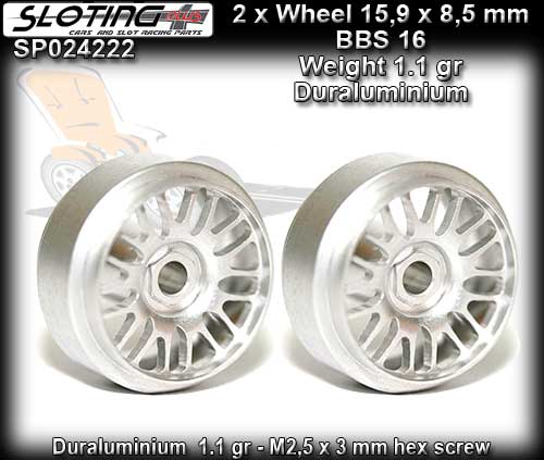 SLOTING PLUS WHEELS SP024222 - BBS 16 Alu-Magnesium 15.9 x 8.5mm
