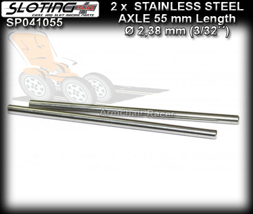 SLOTING PLUS AXLE SP041055 - Stainless Steel axles x 2 - 55mm