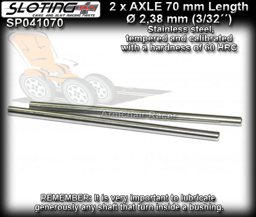 SLOTING PLUS AXLE SP041070 - Stainless Steel axles x 2 - 70mm