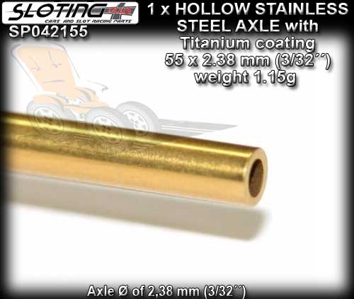 SLOTING PLUS AXLE SP042155 - Stainless Steel Hollow Axle - 55mm