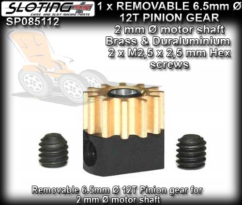 SLOTING PLUS GEARS SP085112 - 12T removable Brass Pinion (6.5mm)