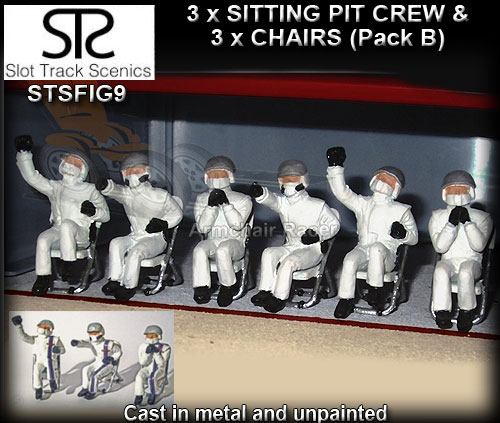 STS FIGURES FIG9 - Sitting Pit Crew & 3 Chair (metal unpainted)