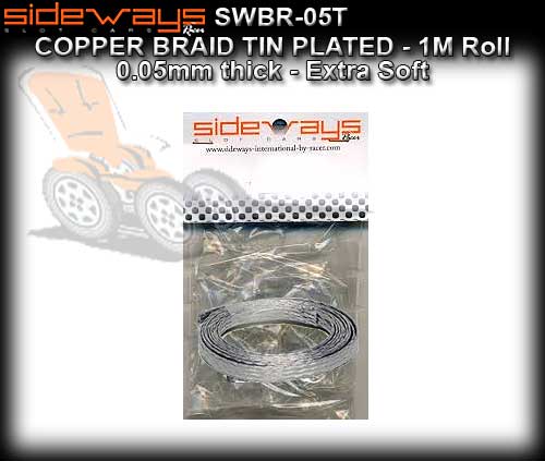 SIDEWAYS BRAID BR/05T - Tin Plated Copper Braid - 1 metre roll