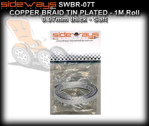 SIDEWAYS BRAID BR/07T - Tin Plated Copper Braid - 1 metre roll