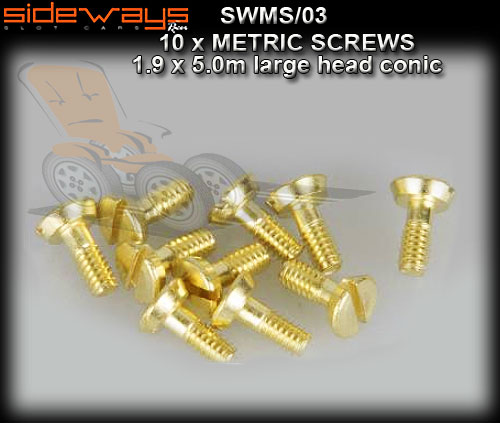 SIDEWAYS SCREWS SWMS/03 - Metric 1.9 x 5mm big head conic x 10