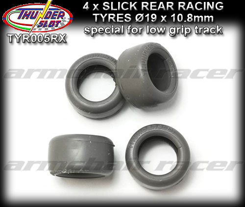 THUNDERSLOT TYRES TYR005RX - 4 x slick racing rear - 19 x 10.8mm